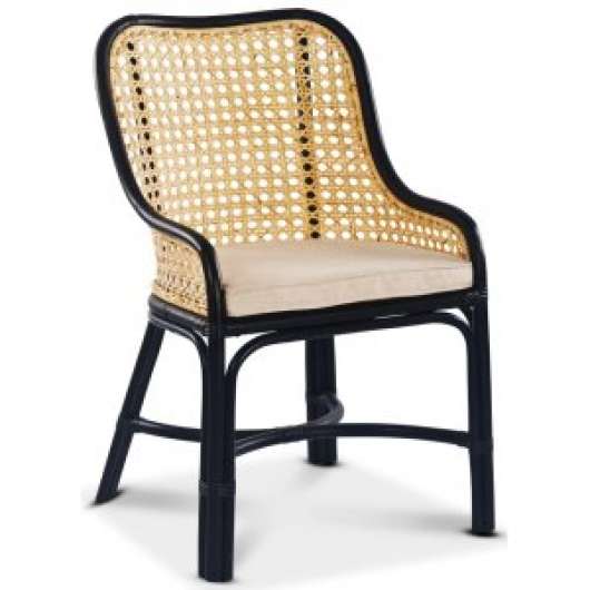 2 st Anton rotting stol med dyna - Svart / Natur + Möbelvårdskit för textilier - Klädda & stoppade stolar, Matstolar & K