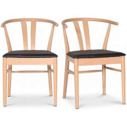 2 st Astrid matstol med svart PU sits - Klädda & stoppade stolar