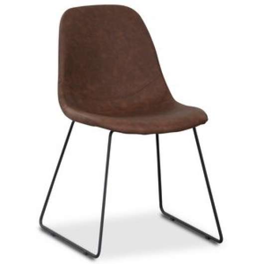 2 st Atlantic sled stol - Brun vintage PU + Möbelvårdskit för textilier