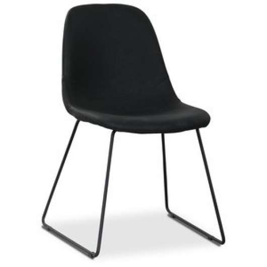 2 st Atlantic sled stol i svart PU + Möbelvårdskit för textilier - Konstläderklädda stolar