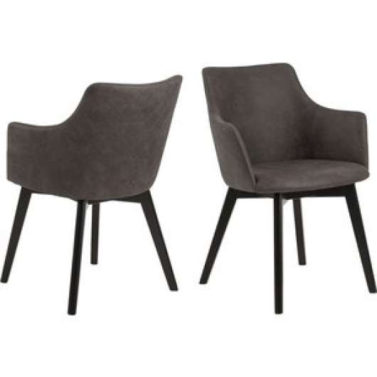 2 st Bella Karmstol - Antracitgrå/svart + Fläckborttagare för möbler - Karmstolar