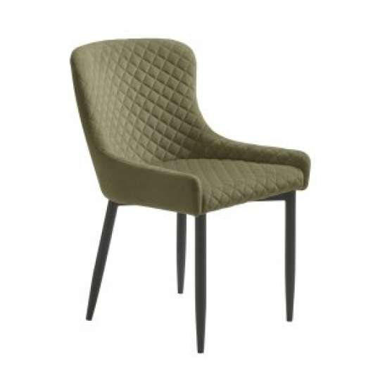 2 st Bernt stol i olivegrön sammet med diamant mönster - Klädda & stoppade stolar