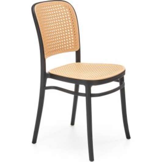 2 st Cadeira 483 svart stapelbar matstol med rottingsits - Plaststolar