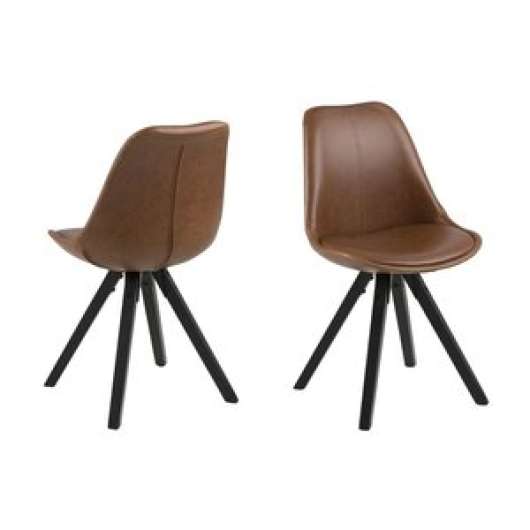 2 st Dima matstol - Brun PU/svart - Konstläderklädda stolar