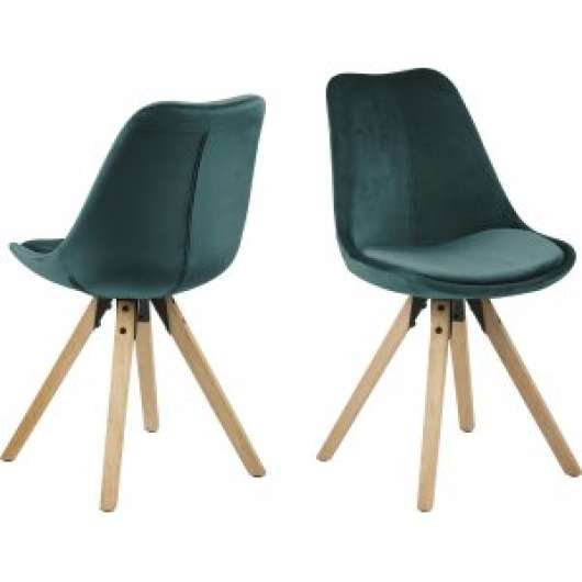2 st Dima matstol - Grön/gummiträ - Klädda & stoppade stolar