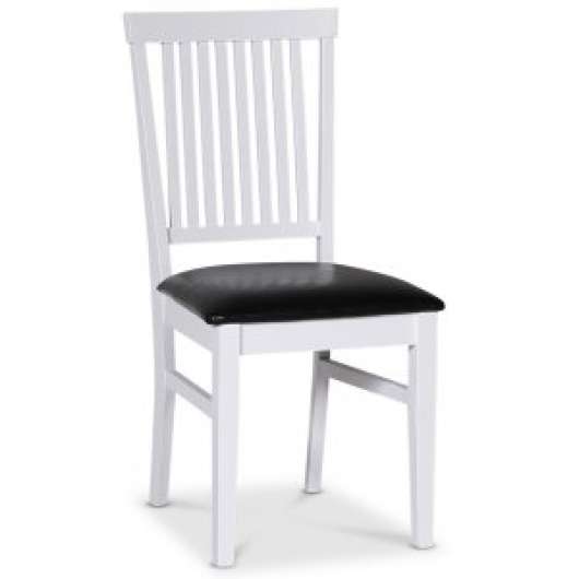 2 st Fårö stol med ribbor och PU sits - Vit / Svart + Möbeltassar - Klädda & stoppade stolar, Matstolar & Köksstolar, St