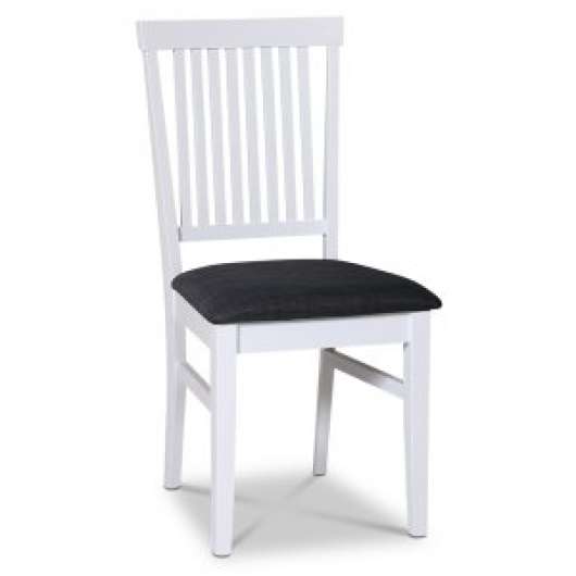 2 st Fårö vit stol med ribbor och grå tygsits - Klädda & stoppade stolar