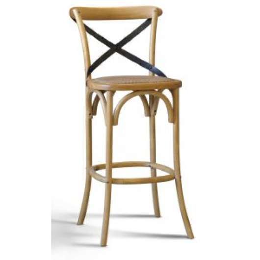 2 st Gaston barstol med kryss i ryggen och rotting sits + Fläckborttagare för möbler - Barstolar