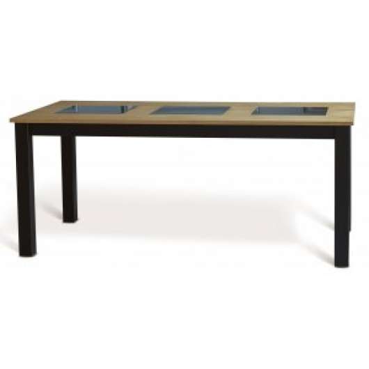 2 st Granit matbord i ek med svarta ben 180 x 90 cm - 180 cm långa bord