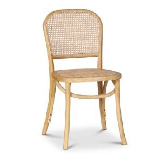 2 st Indiana böjträ stol - Ljust trä med rottingsits + Fläckborttagare för möbler - Trästolar