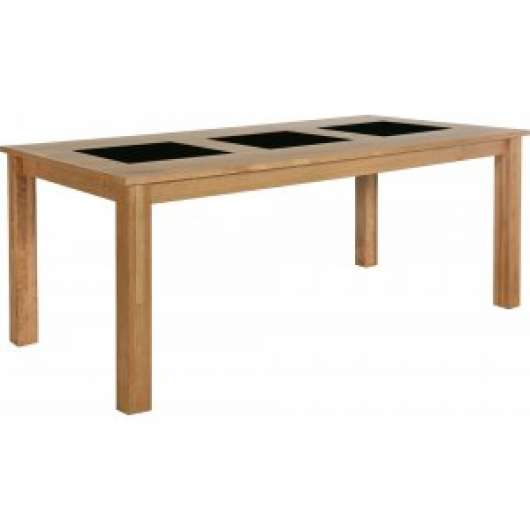 2 st Jasmine matbord 180 x 90 cm i ek med svarta plattor