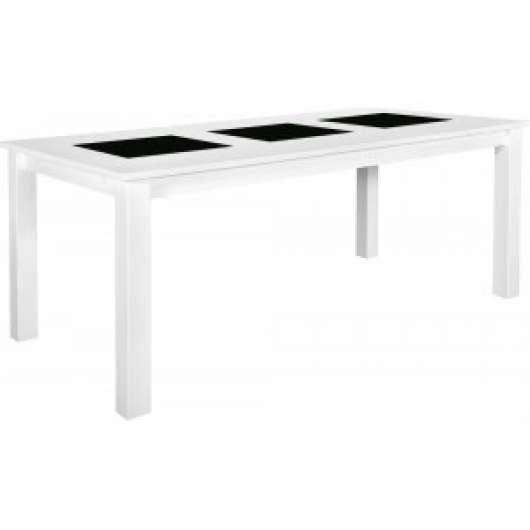 2 st Jasmine matbord 180x90 cm vit med svarta plattor - 180 cm långa bord, Matbord, Bord