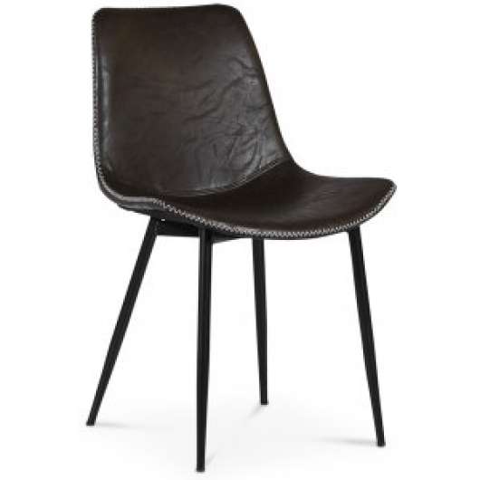 2 st Madrid matstol - Mörkbrun vintage - Konstläderklädda stolar