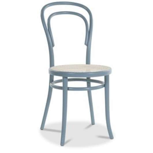 2 st No 14 matstol med rottingsits - Pastellblå