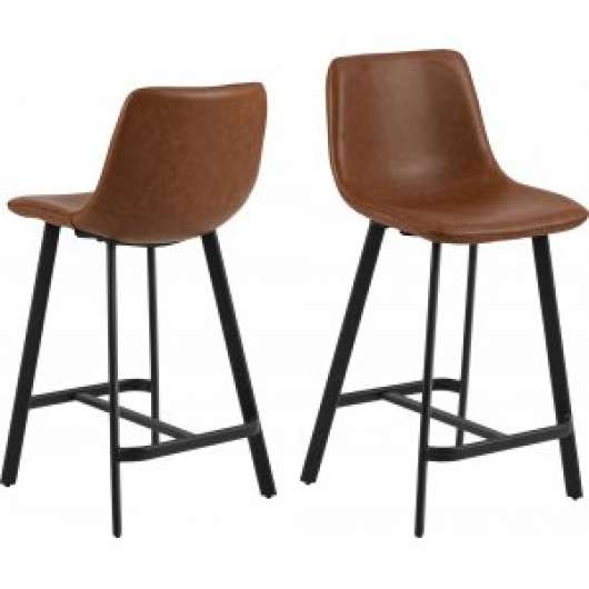 2 st Oregon barstol - Brun PU/svart + Möbelvårdskit för textilier