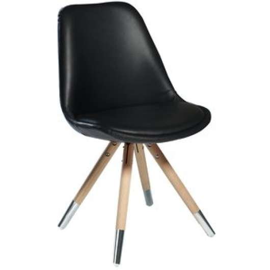 2 st Orso stol med svart mjukt konstläder - Whitewash ek krom + Möbelvårdskit för textilier - Klädda & stoppade stolar, Mats