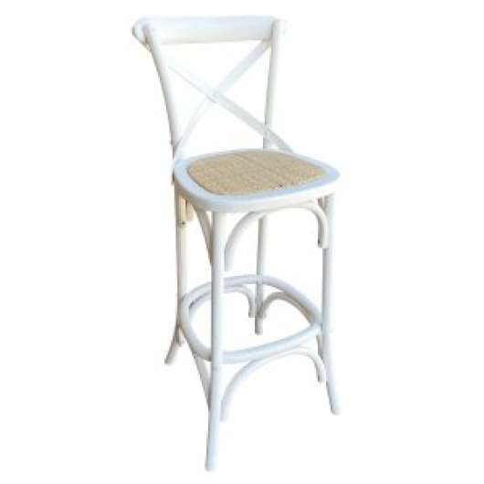 2 st Vintage barstol sitthöjd 72 cm - Rotting / vit + Möbeltassar - Barstolar, Stolar