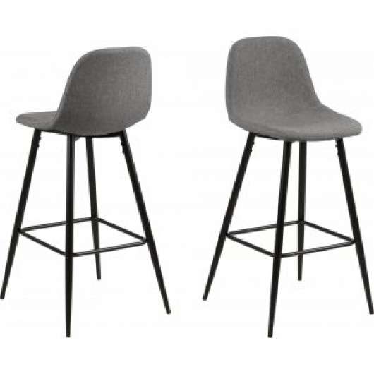 2 st Wilma barstol 101 cm - Ljusgrå/svart