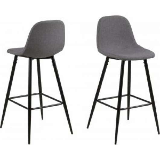 2 st Wilma barstol 91 cm - Ljusgrå/svart