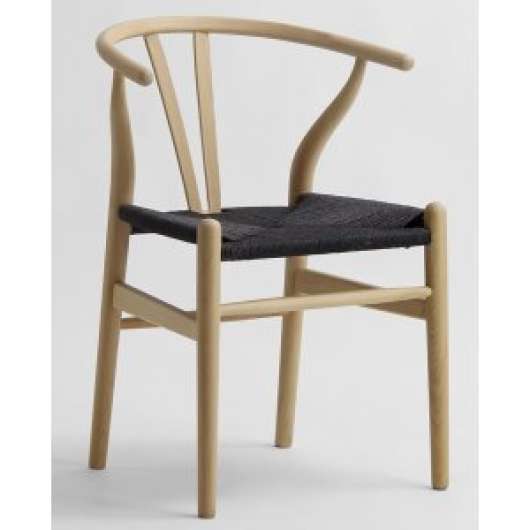 2 st Wishbone svart stol med repsits - Trästolar, Matstolar & Köksstolar, Stolar