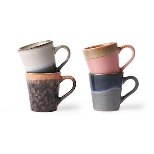 70s ceramics Espressomugg 4-pack 8 cl Keramik Multi
