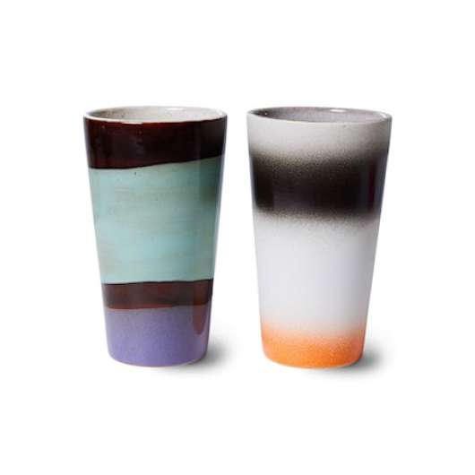 70s ceramics Lattemugg 2-pack 28 cl 13 cm Keramik Boogie