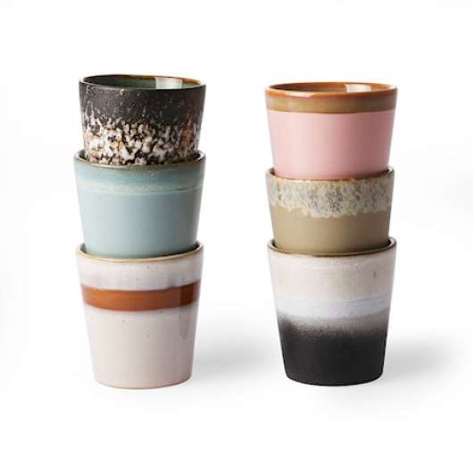 70s ceramics Muggar 6-pack Ø7,5x8 cm Keramik Multi