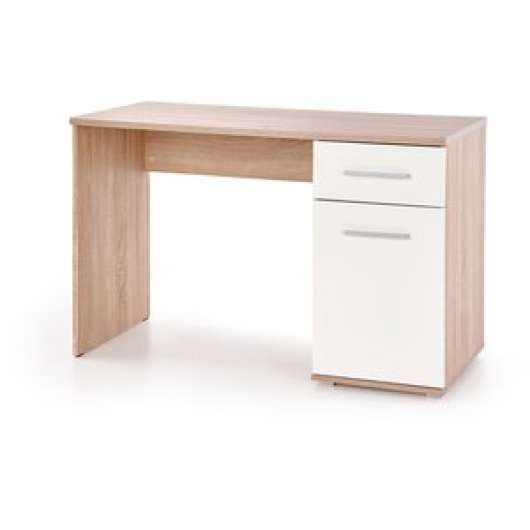 Abdel skrivbord 120x55 cm - Sonoma ek/vit - Skrivbord med hyllor | lådor, Skrivbord, Kontorsmöbler
