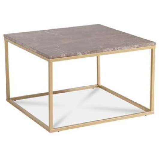 Accent 75x75 cm soffbord i brun marmor med matt mässings underrede