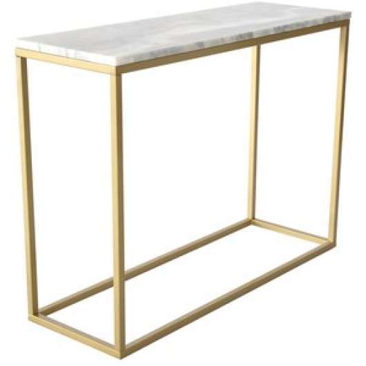 Accent konsolbord 100 x 35 cm - Vit marmor & mässingsfärgat - Avlastningsbord, Bord