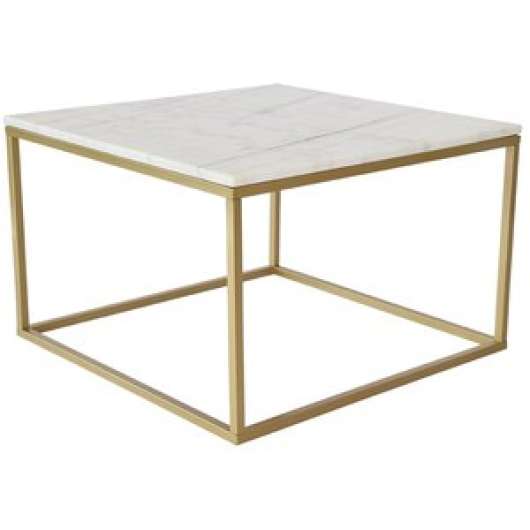 Accent soffbord i marmor 75x75 cm mässingsfärgat underrede + Furniture Polish - Marmorsoffbord, Marmorbord, Bord