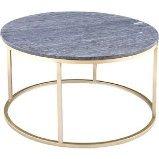 Accent soffbord runt 85 - Grå marmor / Mässingsfärgat underrede - Soffbord i marmor, Marmorbord, Bord