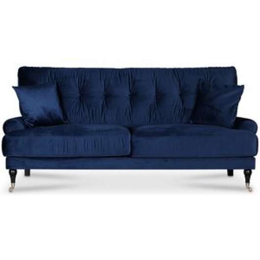 Adena 2-sits soffa i mörkblå sammet + Fläckborttagare för möbler - 2-sits soffor