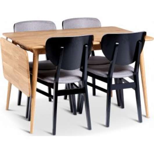 Alborg matbord 120-160x80 cm med 4 st Borgholm stolar