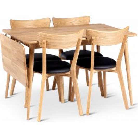 Alborg matbord 120-160x80 cm med 4 st Växjö stolar