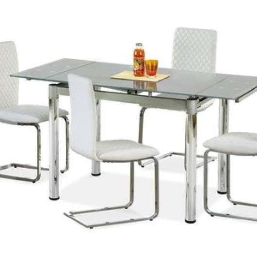 Aldona matbord 96-142 cm - Grå/krom - Matbord med glasskiva, Matbord, Bord