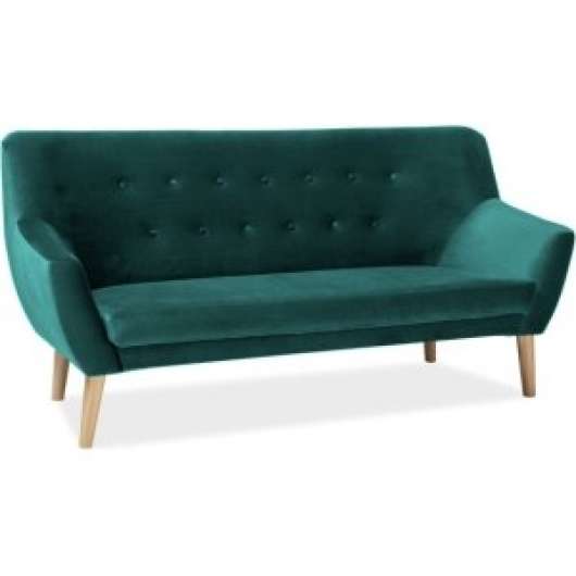Aliana 3- sits soffa - Grön sammet - 3-sits soffor, Soffor