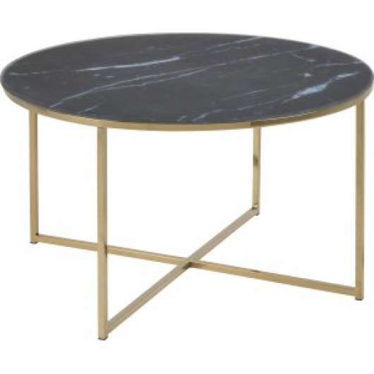 Alisma runt soffbord med guldiga ben Ų80 cm marmorglas - Marmorsoffbord