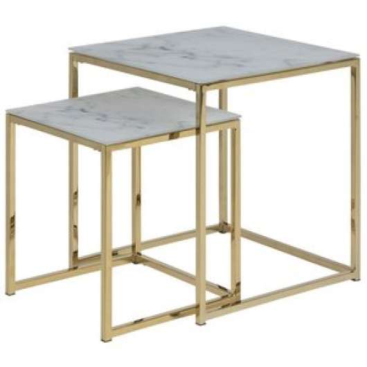 Alisma satsbord 45x45 cm - Vit marmor/guld - Satsbord, Bord