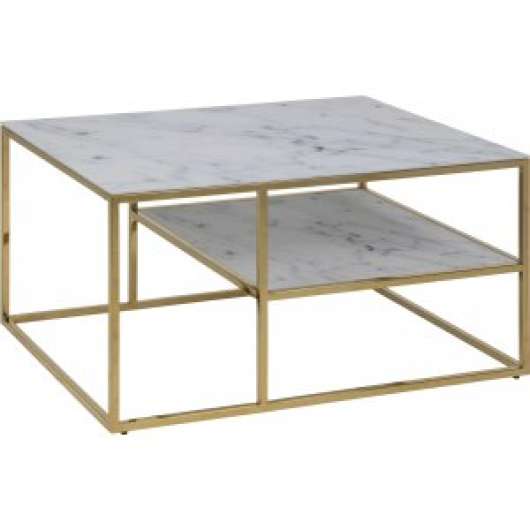 Alisma soffbord 90x60 cm - Vit marmor/guld