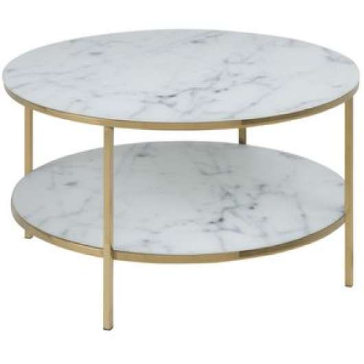 Alisma soffbord med ben Ų80 cm - Vit marmor/guld - Glasbord, Soffbord, Bord
