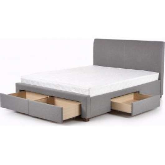 Arijana 160x200 cm grå sängram med förvaring + Möbeltassar