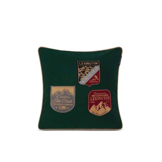 Badge Broderad Kuddfodral 50x50 cm Ullmix Grön Multi