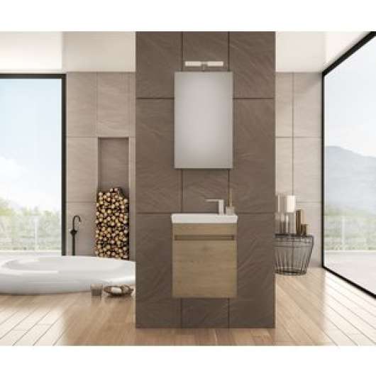 Badrumsmöbler Luxus 45 - Träimitation med spegelskåp - Badrumspaket