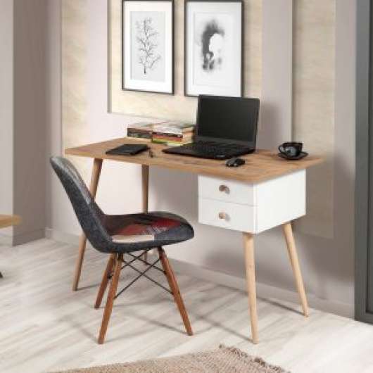 Balbina skrivbord 120x60 cm - Furu/vit - Övriga kontorsbord & skrivbord