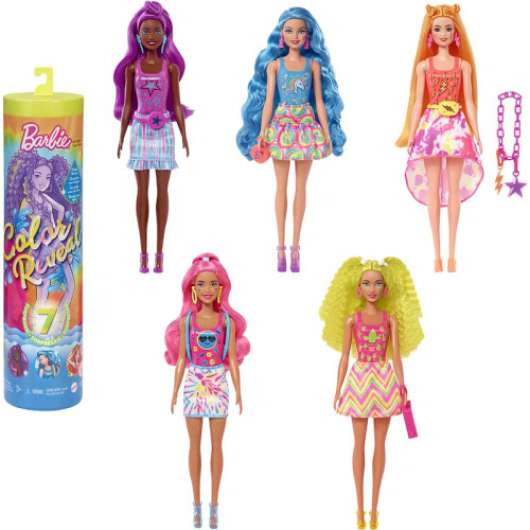 Barbie - Color Reveal Neon Tie-Dye Modedocka samlarleksak