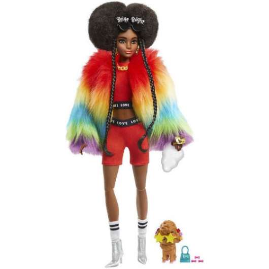 Barbie - Extra Rainbow Coat modedocka - snabb leverans