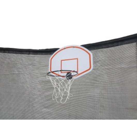 Basketkorg med boll för studsmatta