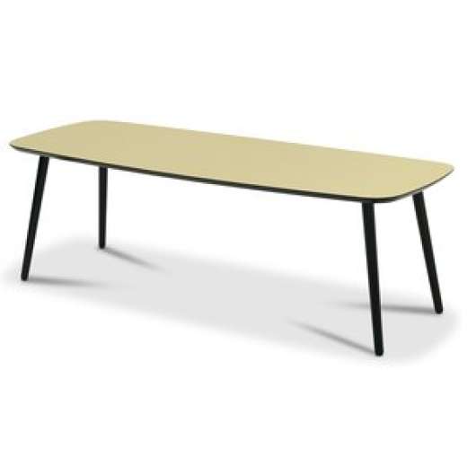 Beat soffbord rektangulärt 140 x 55 cm - Borstad mässing/svart + Möbeltassar - Soffbord i trä