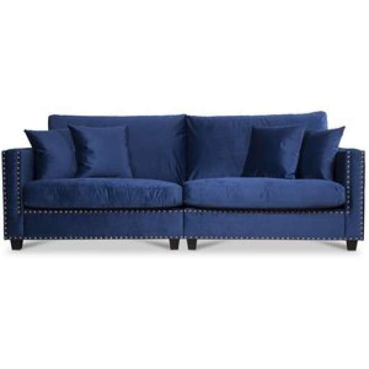 Bellino 4-sits soffa med nitar - Blå Sammet - 3-sits soffor, Soffor